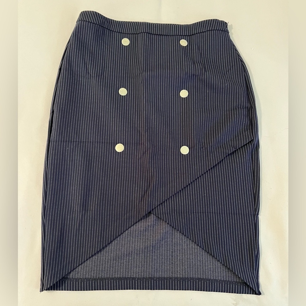 Cato Women’s Navy Blue Stripe Pencil Skirt Size 8 NWT